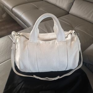 ALEXANDER WANG ROCCO White Pebbled Leather Satchel/Crossbody Strap.
